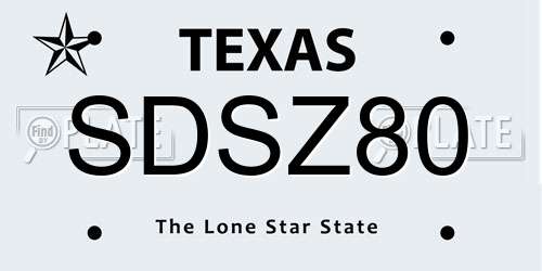 SDSZ80 Texas License Plate