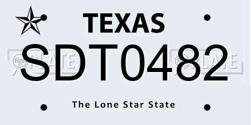 SDT0482 Texas License Plate