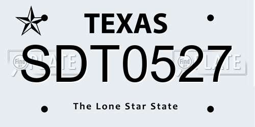 SDT0527 Texas License Plate