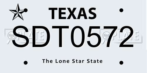 SDT0572 Texas License Plate