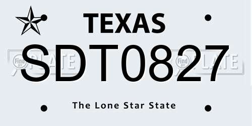 SDT0827 Texas License Plate