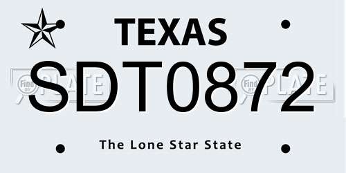 SDT0872 Texas License Plate