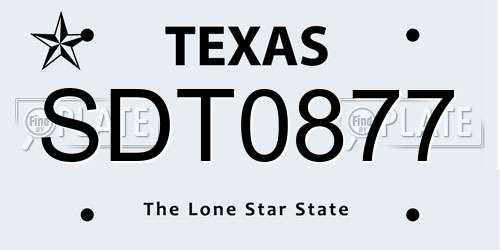 SDT0877 Texas License Plate