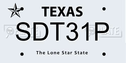 SDT31P Texas License Plate