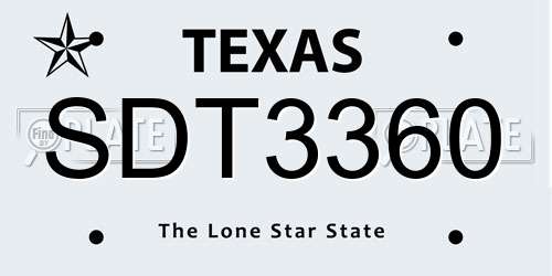 SDT3360 Texas License Plate