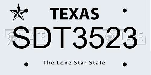 SDT3523 Texas License Plate