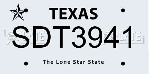 SDT3941 Texas License Plate