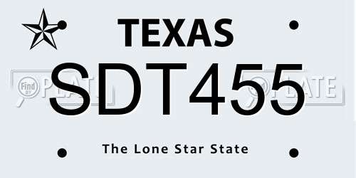 SDT455 Texas License Plate