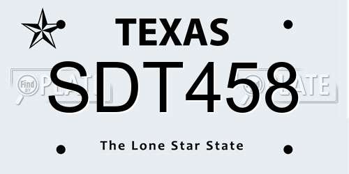 SDT458 Texas License Plate