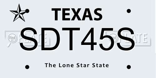 SDT45S Texas License Plate