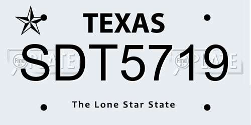 SDT5719 Texas License Plate