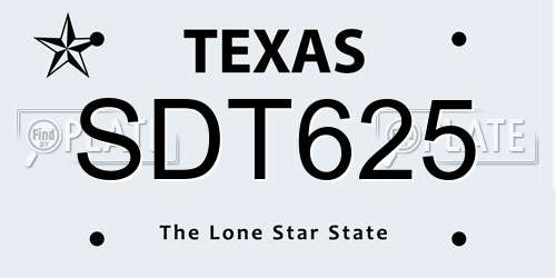 SDT625 Texas License Plate
