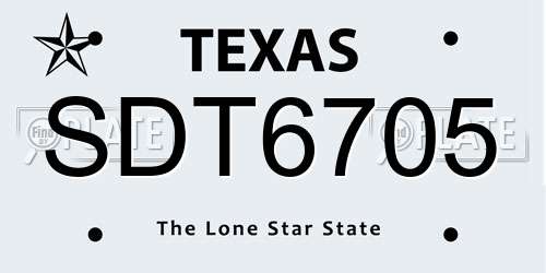 SDT6705 Texas License Plate