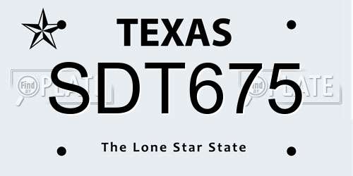 SDT675 Texas License Plate