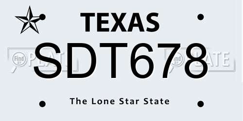 SDT678 Texas License Plate