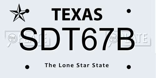 SDT67B Texas License Plate