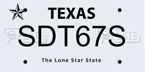 SDT67S Texas License Plate