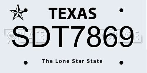 SDT7869 Texas License Plate