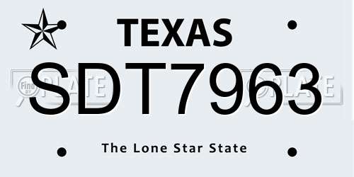 SDT7963 Texas License Plate
