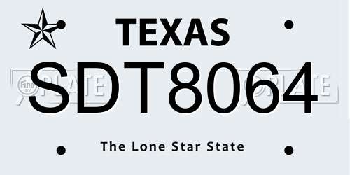 SDT8064 Texas License Plate