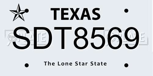 SDT8569 Texas License Plate