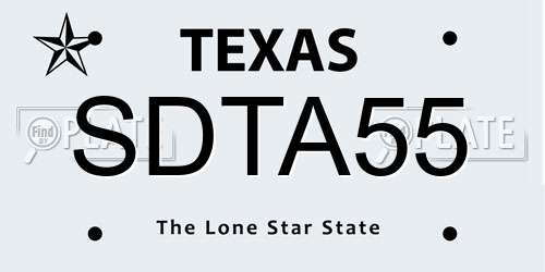 SDTA55 Texas License Plate
