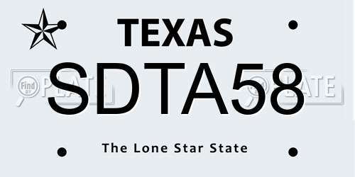 SDTA58 Texas License Plate