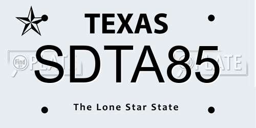 SDTA85 Texas License Plate