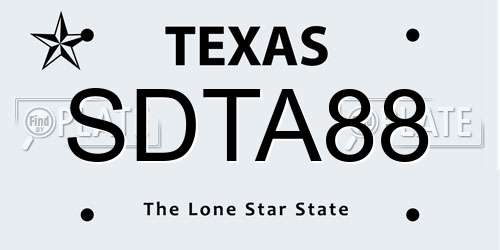 SDTA88 Texas License Plate
