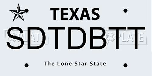 SDTDBTT Texas License Plate