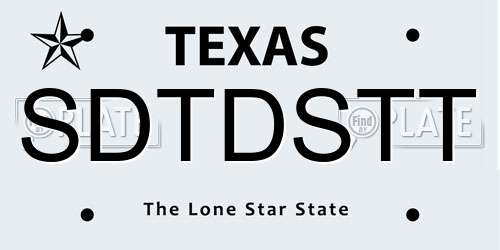 SDTDSTT Texas License Plate