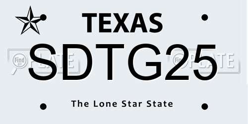 SDTG25 Texas License Plate