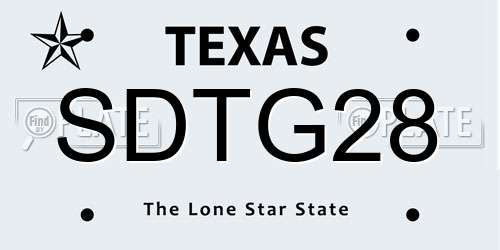 SDTG28 Texas License Plate