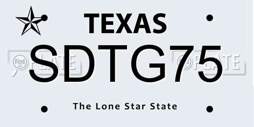 SDTG75 Texas License Plate