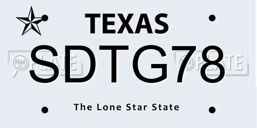 SDTG78 Texas License Plate