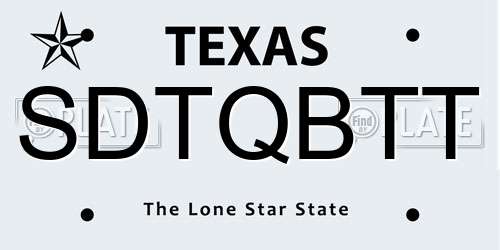 SDTQBTT Texas License Plate