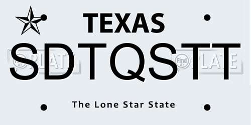 SDTQSTT Texas License Plate