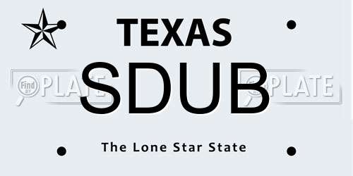 SDUB Texas License Plate