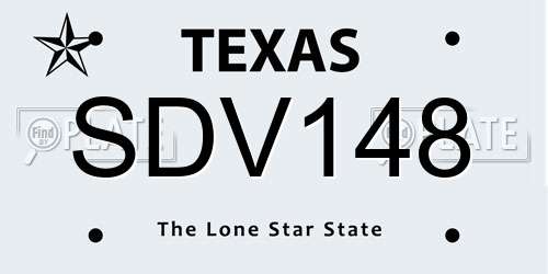 SDV148 Texas License Plate