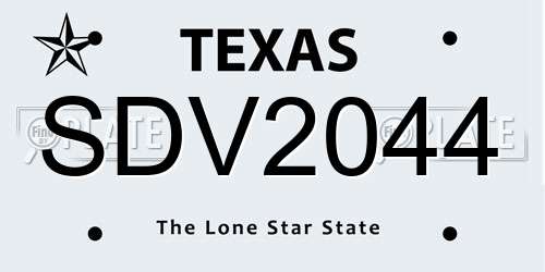 SDV2044 Texas License Plate