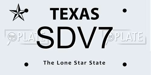 SDV7 Texas License Plate