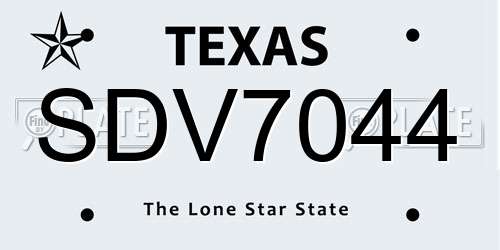 SDV7044 Texas License Plate
