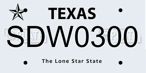 SDW0300 Texas License Plate