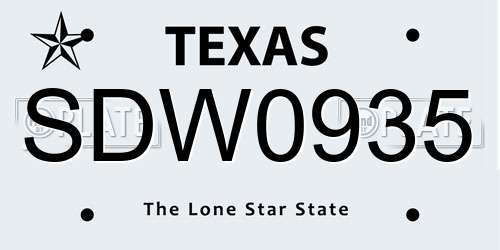 SDW0935 Texas License Plate