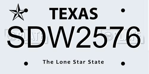 SDW2576 Texas License Plate