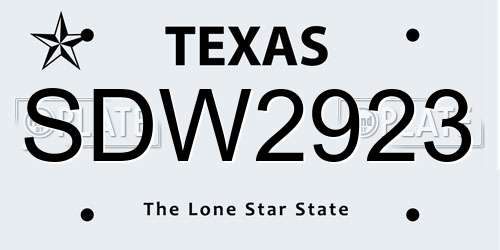 SDW2923 Texas License Plate