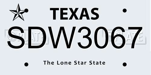 SDW3067 Texas License Plate