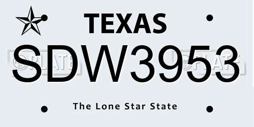 SDW3953 Texas License Plate