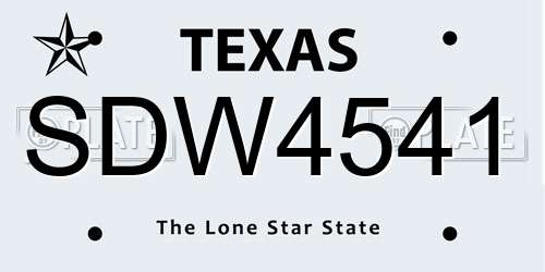 SDW4541 Texas License Plate