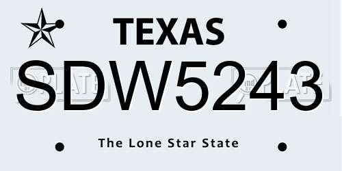 SDW5243 Texas License Plate